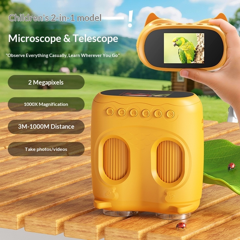 Kids Outdoor Microscope - 2-in-1 교육용 어린이 쌍안경: 고화질 카메라
