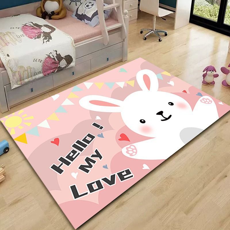 Kids Outdoor Area - VIKAMA 귀여운 토끼 무늬 아동용 러그,