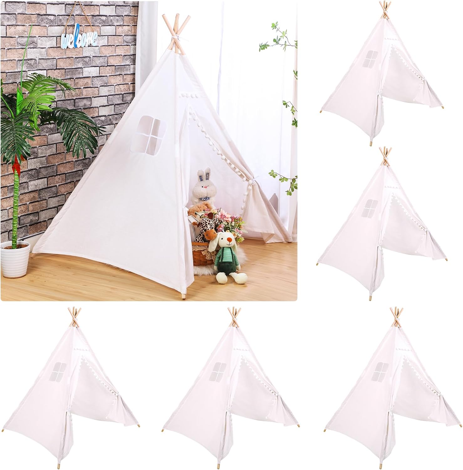 Kids Outdoor Tent - 윈드윤 6피스 어린이 티피 텐트 접이식