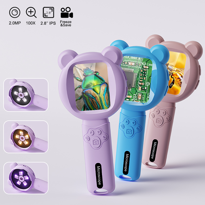 Kids Outdoor Microscope - 어린이용 디지털 돋보기 2.8'' 스크린 휴대용