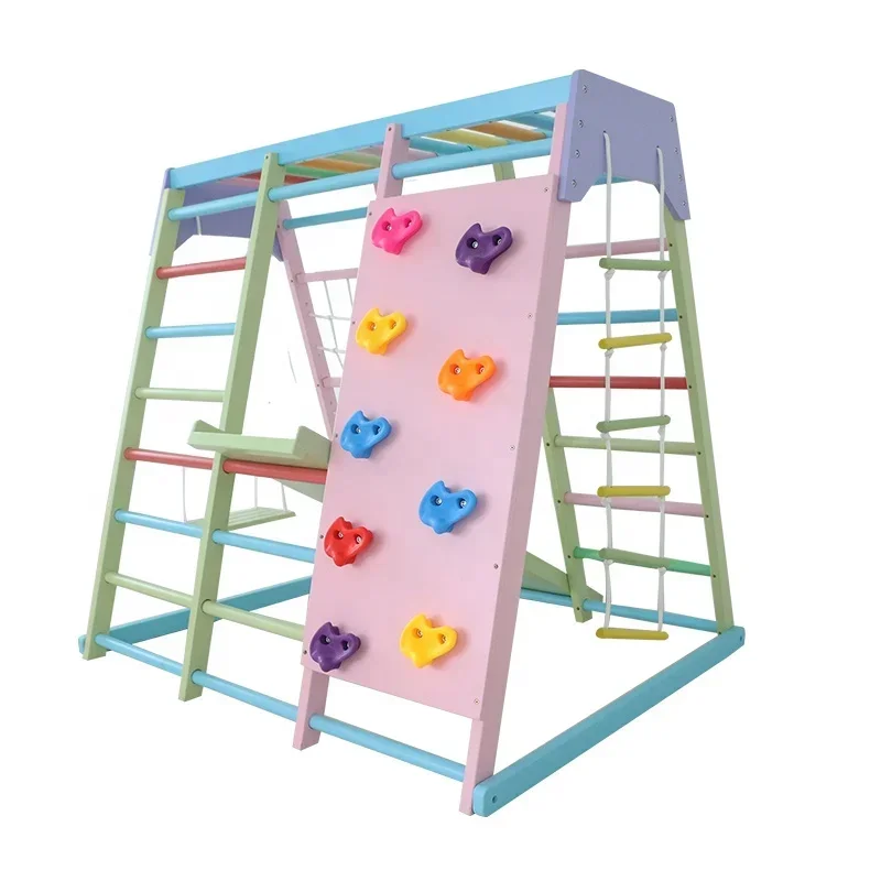 Kids Outdoor Jungle Gym - 어린이용 실내 나무 클라이밍 프레임 세트,