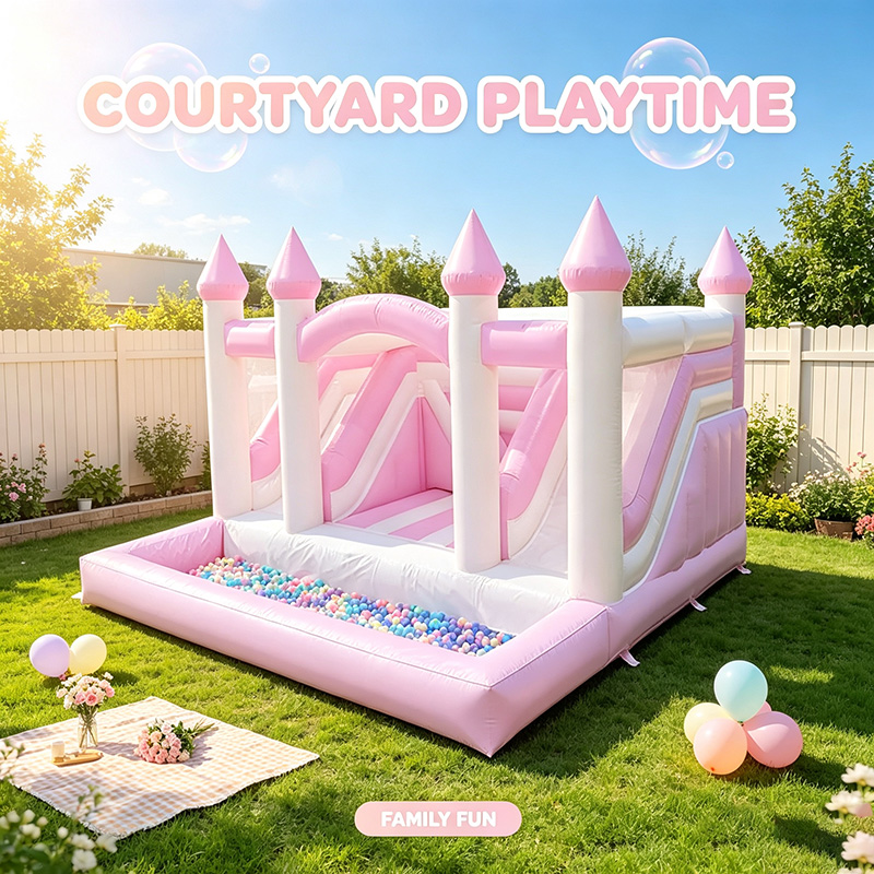 핑크색 공주님 에어바운스 성, 볼풀 슬라이드 풀이 있는 - Kids Outdoor Jump House 리뷰 및 가격