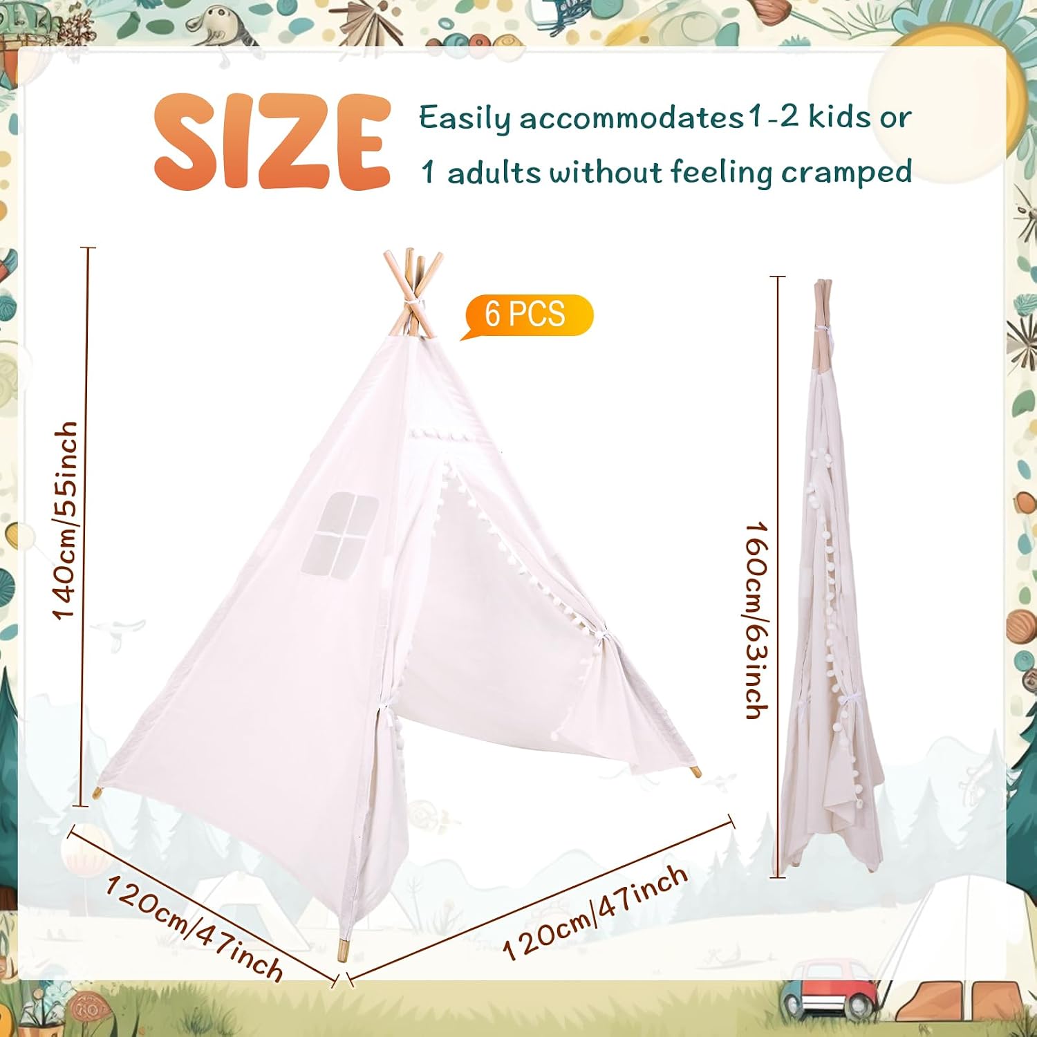윈드윤 6피스 어린이 티피 텐트 접이식 세탁 가능 실내 - Kids Outdoor Tent 리뷰 및 가격