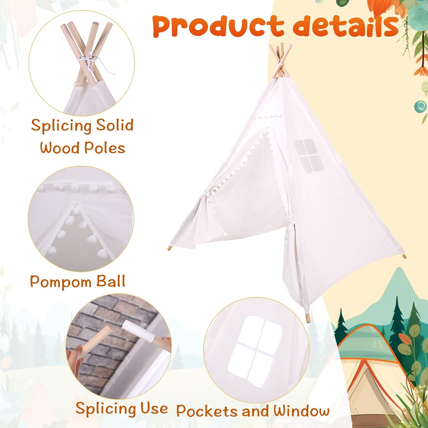 윈드윤 6피스 어린이 티피 텐트 접이식 세탁 가능 실내 - Kids Outdoor Tent 리뷰 및 가격