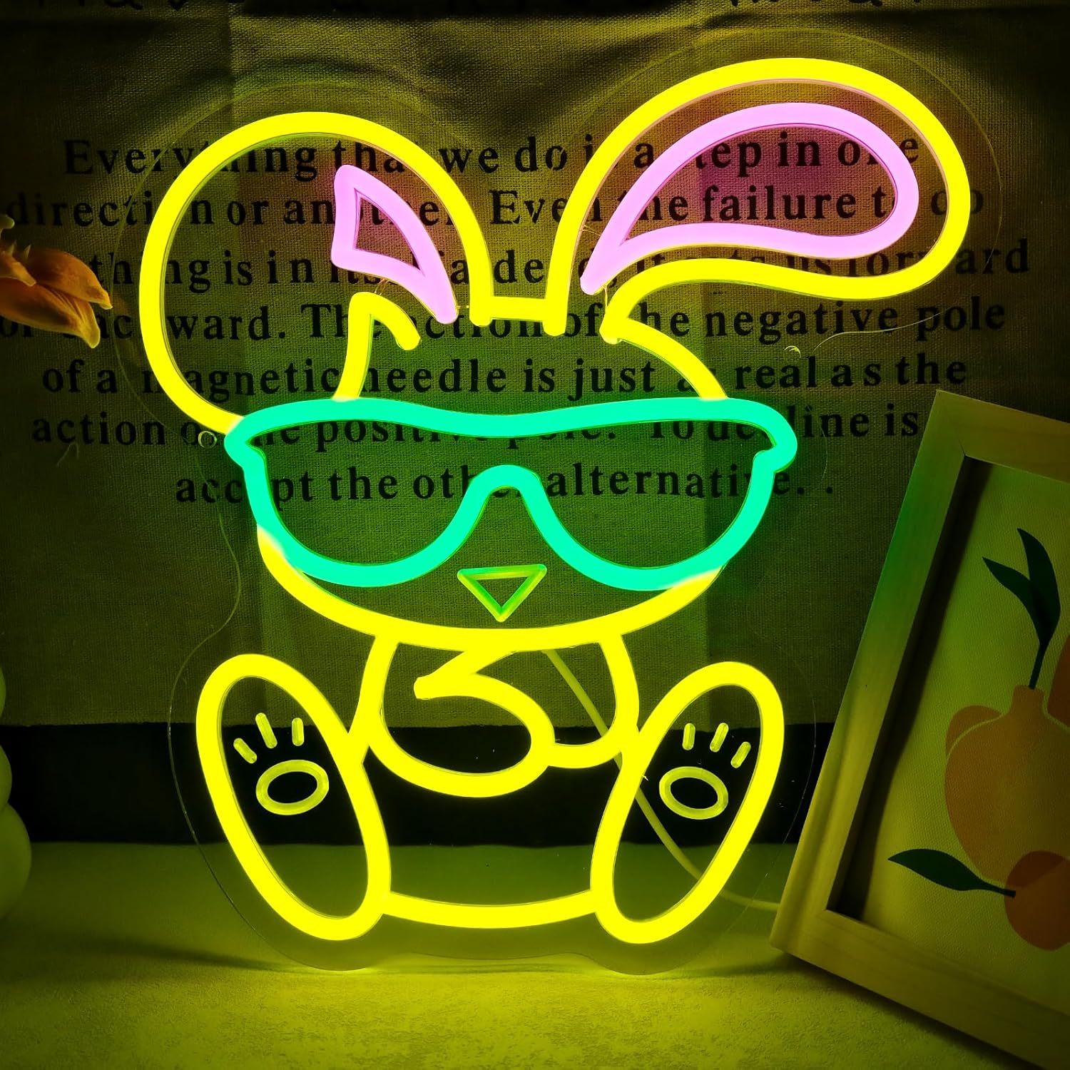 멋진 안경 쓴 토끼 네온사인 LED 벽 장식 USB 전 - Kids Outdoor Easter Gifts 리뷰 및 가격